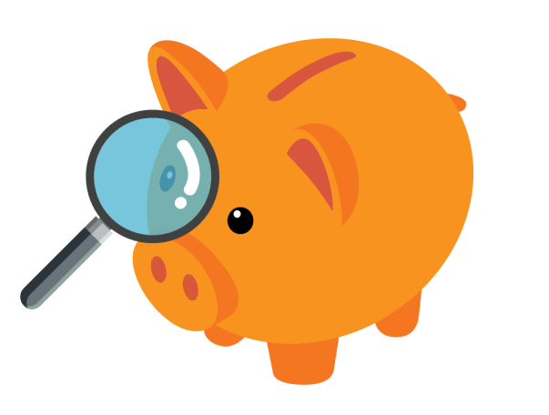piggy with a magnifying glass