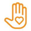Love heart in palm of hand icon