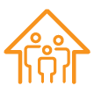 three people in a house icon