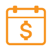 calendrier avec un symbole d'argent sur l'icône