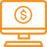 Computer with dollar signs icon